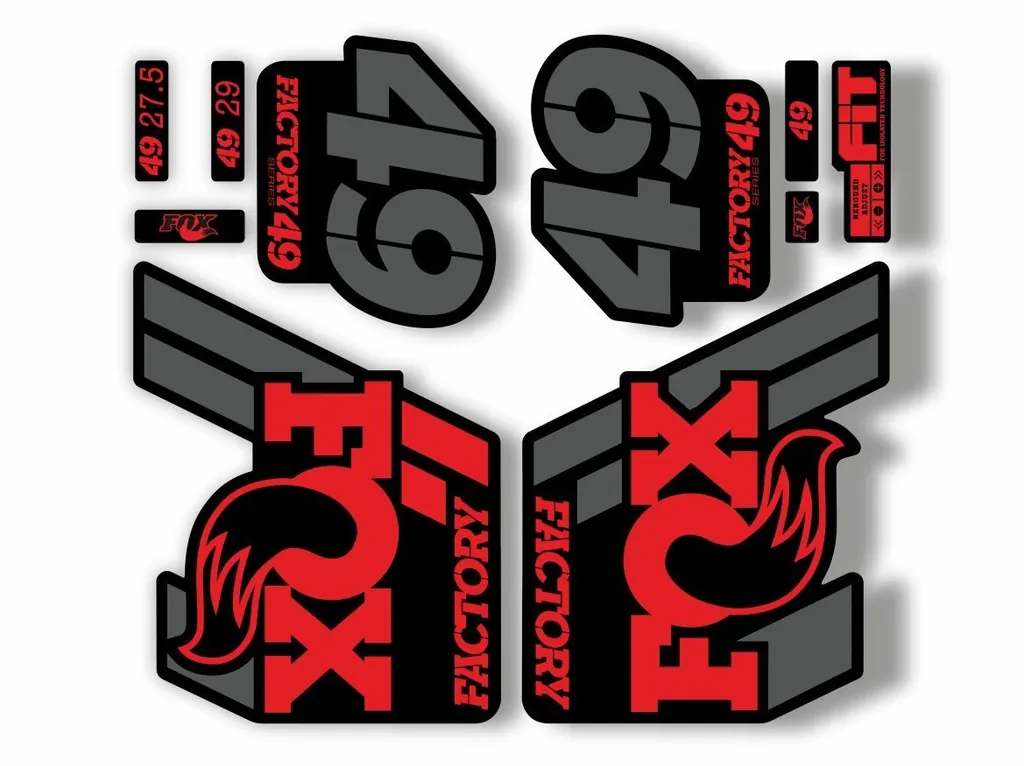 FOX 49 Float 2018-19 Forks Suspension Factory Decal Sticker Adhesive Red Gray - 1