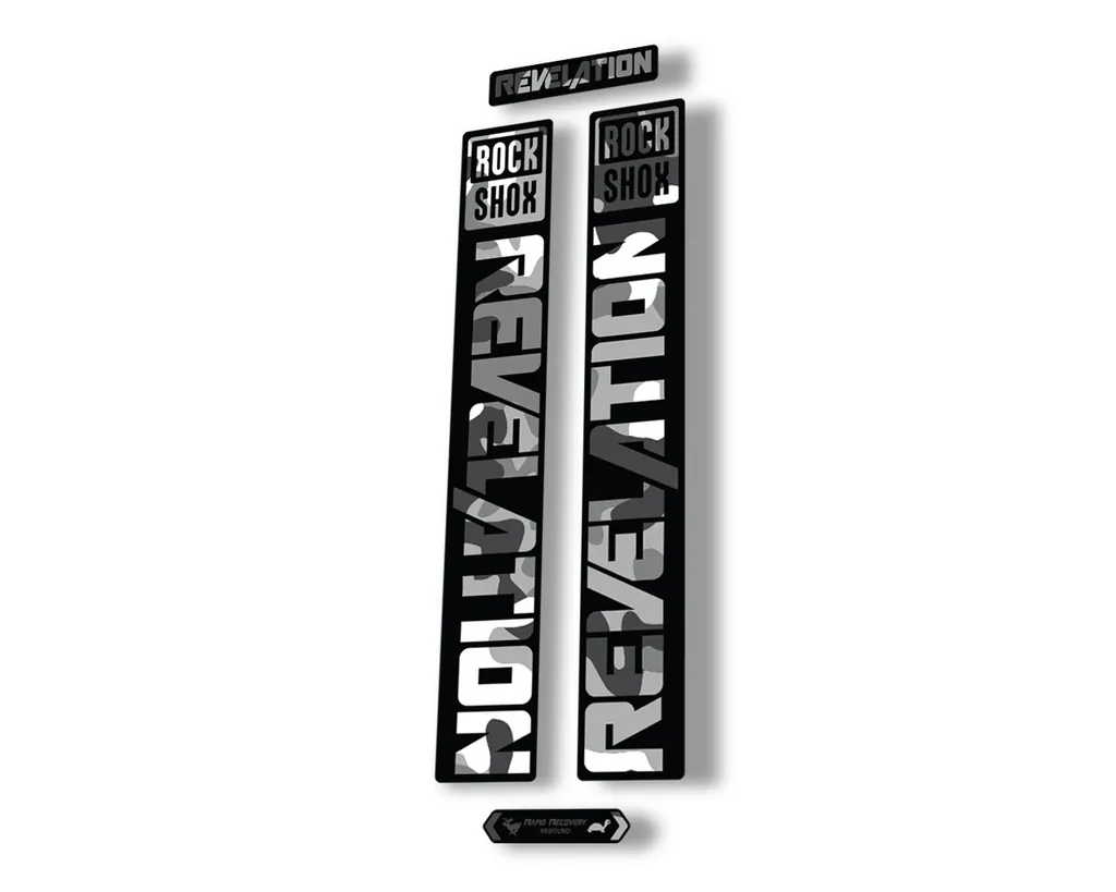 Rock Shox REVELATION 2021 Fork Decal Mountain Bike Sticker Adhesive White Camo - 1