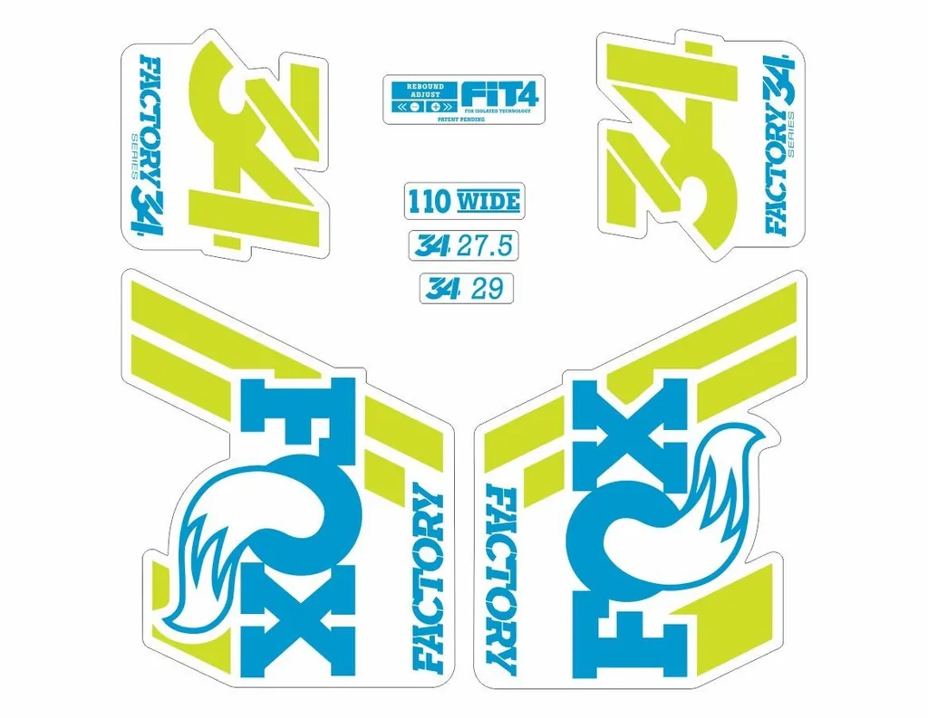 FOX 34 Float 2018-19 Forks Suspension Factory Decals Sticker Adhesive Lime Blue - 1