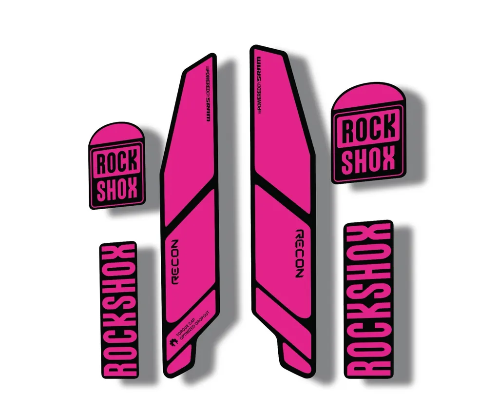 Rock Shox RECON 2014 Mountain Bike Cycling Decal Kit Sticker Adhesive Pink - 1
