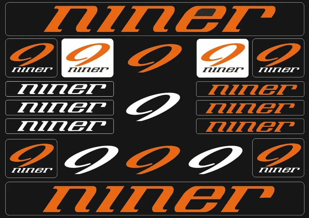 Bicycle Vinyl Stickers – Compatible with Niner Mountain Bikes – Orange - 1