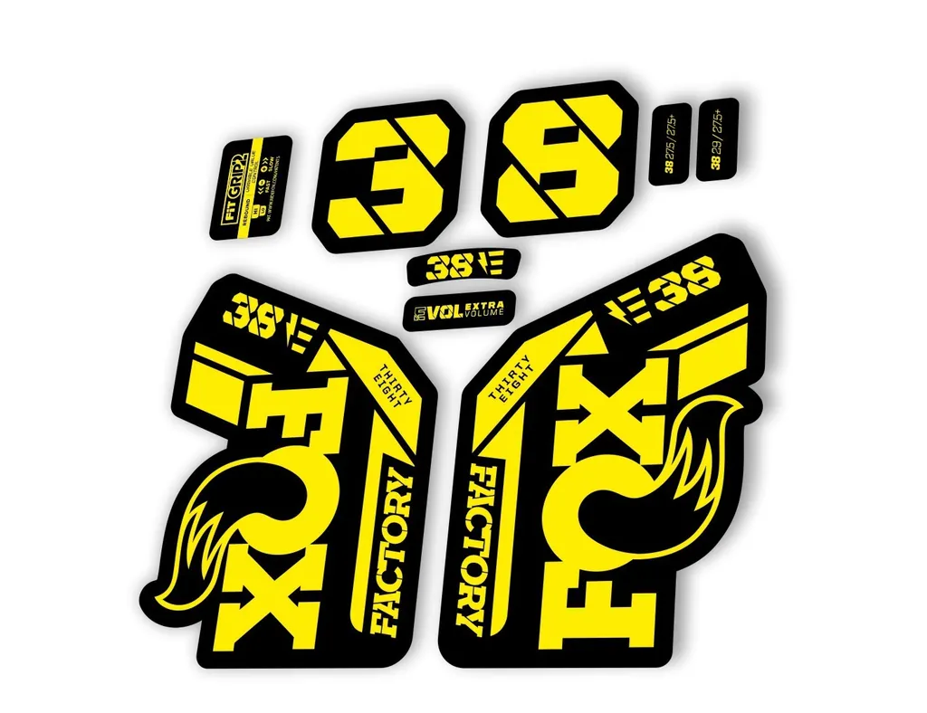 FOX 38 2021 E Bike Forks Suspension Factory Decal Sticker Adhesive Yellow - 1