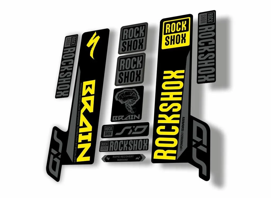 Rock Shox SID Brain 2018 Mountain Bike Cycling Decal Sticker Adhesiv Gray Yellow - 1