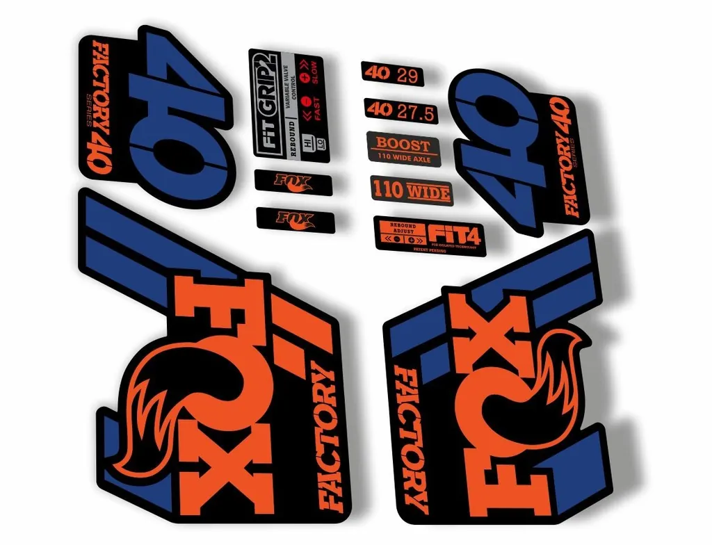 FOX 40 Float 2018-19 Forks Suspension Factory Decals Sticker Adhesiv Blue Orange - 1