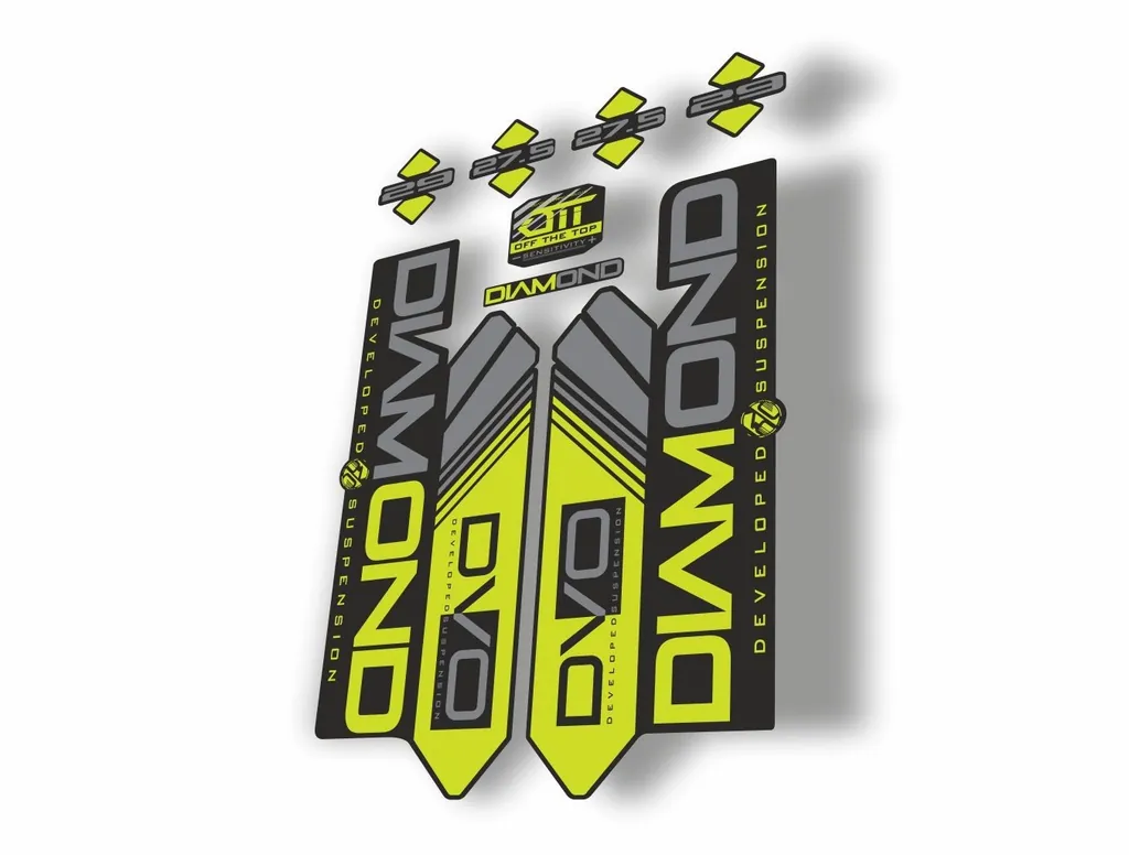 DVO 2016 Diamond 27.5 - 29 Fork Suspension Sticker Decal Kit Adhesive Lime Green - 1