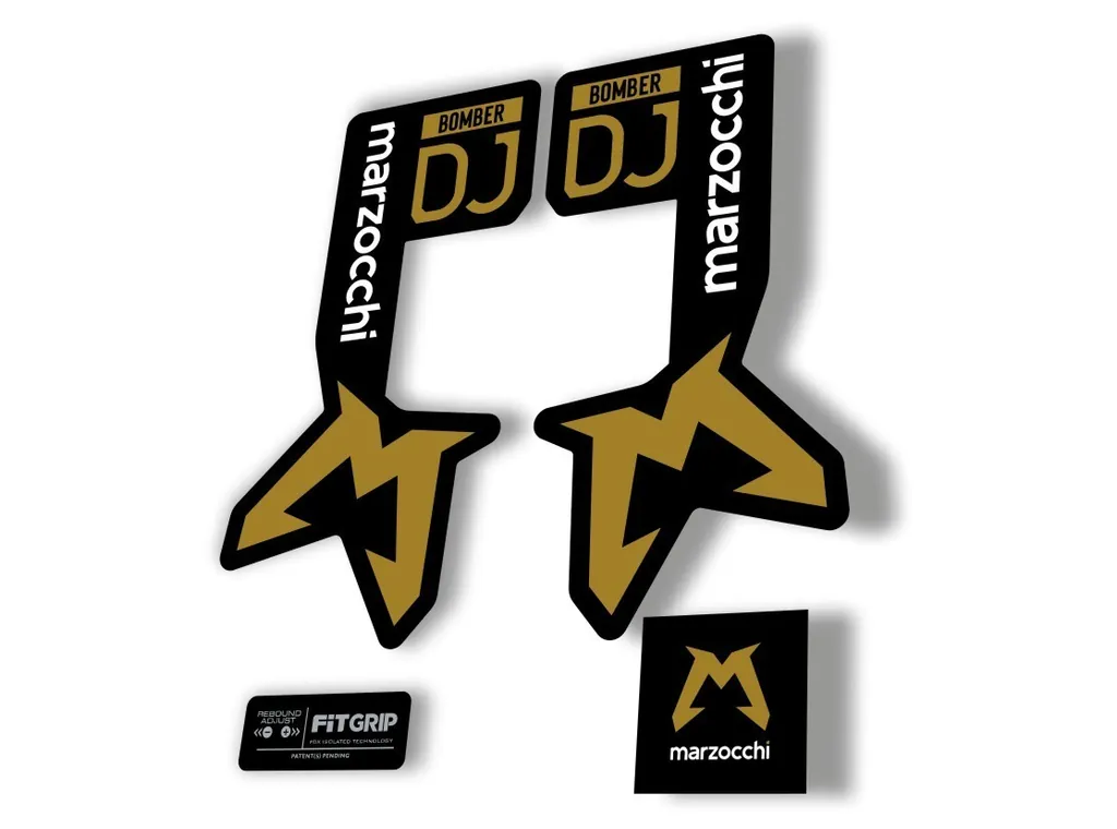 Marzocchi Bomber DJ 2025 Fork Suspension Sticker Decal Kit Adhesive Gold - 1