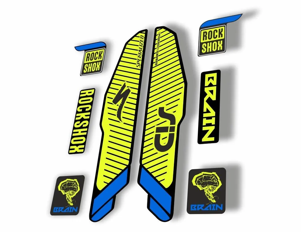 Rock Shox SID Brain 2015 Mountain Bike Cycling Decal Sticker Adhesive Lime Blue - 1