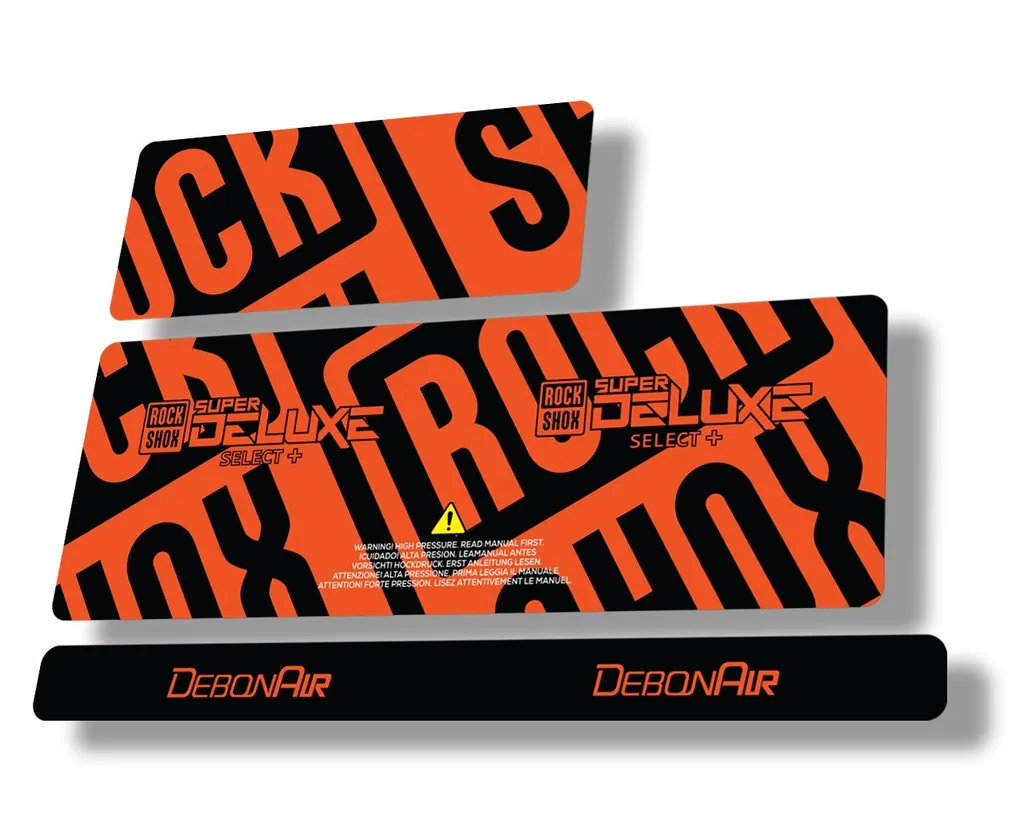 Rock Shox Super Deluxe Select Plus 2020 Rear Shock Decal Sticker Set Orange - 1