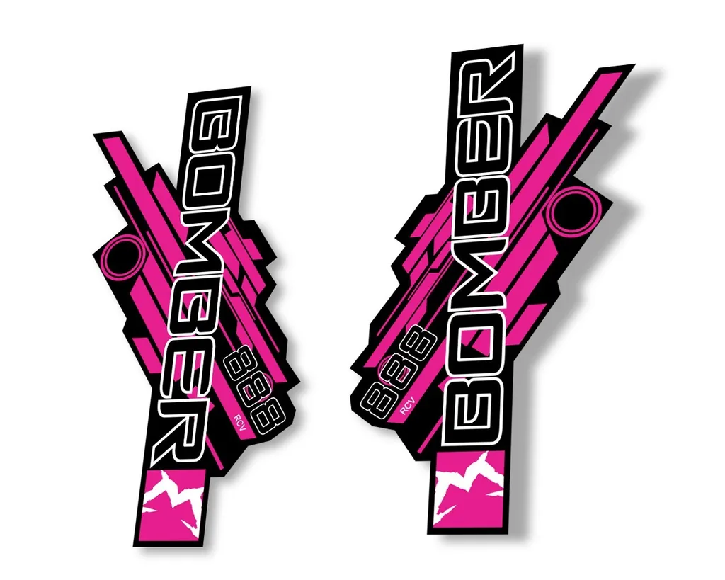 Marzocchi Bomber 888 RCV 2014 Fork Suspension Sticker Decal Kit Adhesive Pink - 1