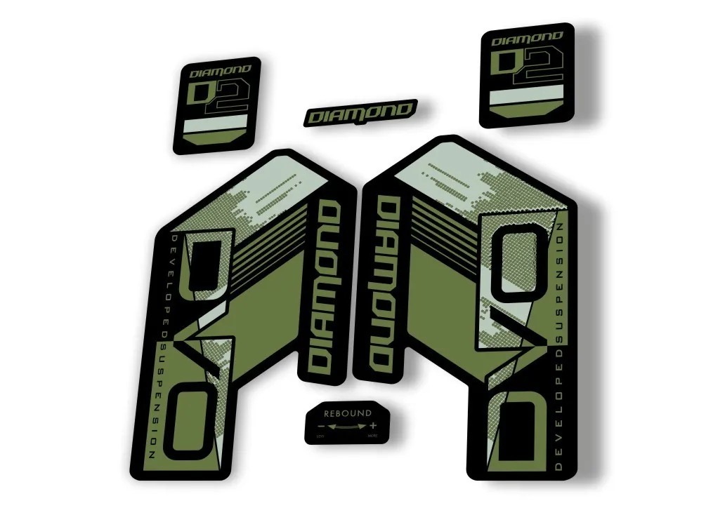 DVO Diamond D2 2020 Fork Suspension Sticker Decal Kit Adhesive Olive - 1