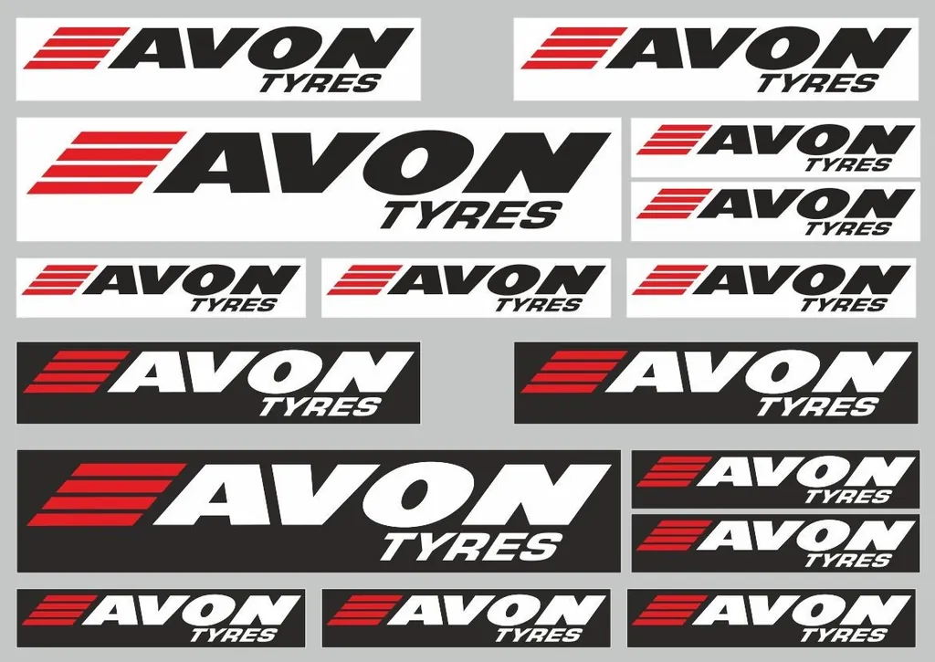 AVON Tyres Decal Set Quality Sticker Vinyl Graphic Logo Adhesive Kit 16 Pcs - 1