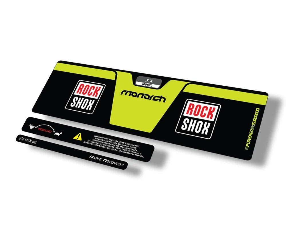 Rock Shox 2014 Monarch XX Rear Shock Decal Sticker Adhesive Set Lime Green - 1
