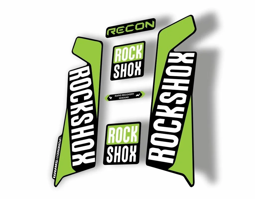 Rock Shox RECON 2016-17 Mountain Bike Cycling Decal Kit Sticker Adhesive Green - 1