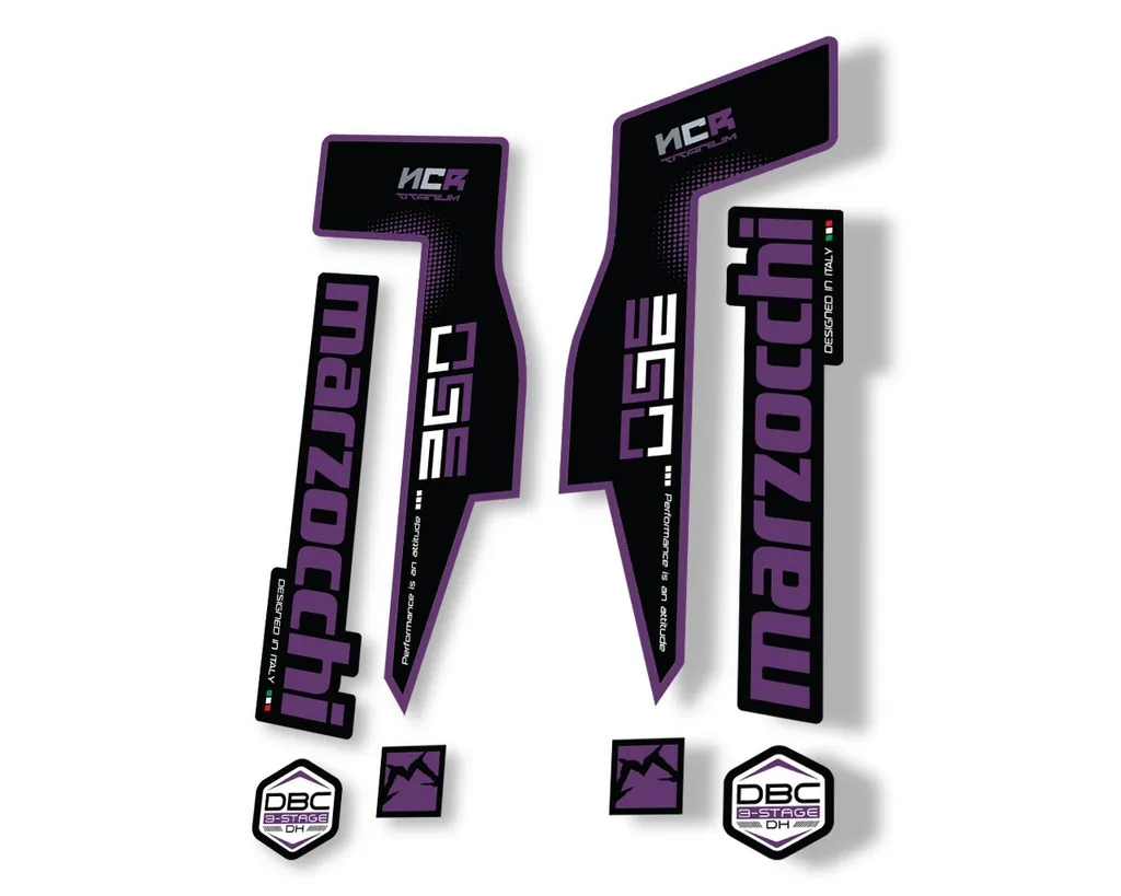 Marzocchi 350 NCR Titanium Fork Suspension Sticker Decal Adhesive Kit Purple - 1
