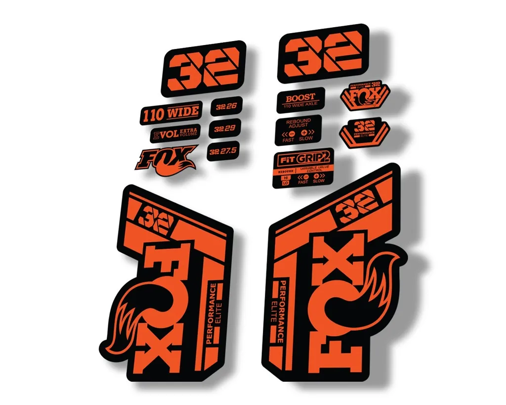FOX 32 Performance Elite 2021 Factory Fork Decals Suspension Sticker Orange - 1