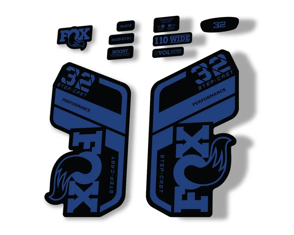 FOX 32 Step Cast Perf. 2021 Factory Fork Decals Suspension Sticker Dark Blue - 1