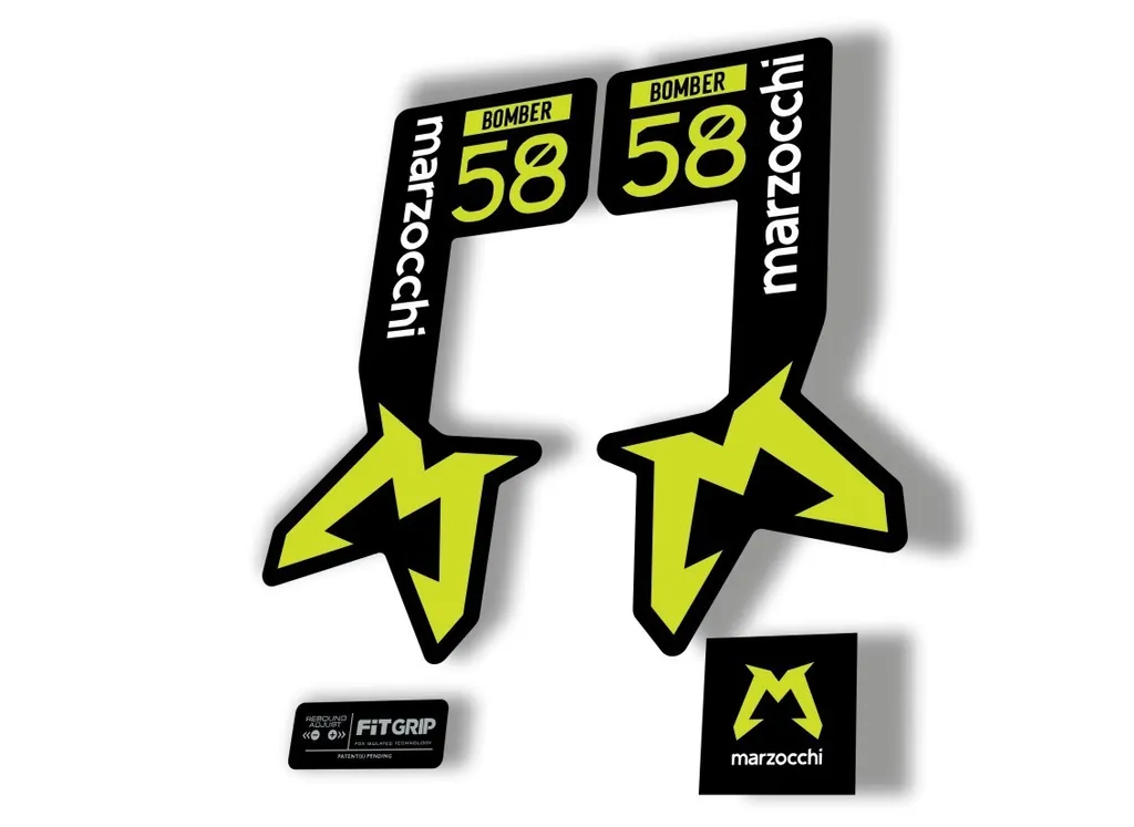 Marzocchi Bomber 58 2025 Suspension Sticker Decal KitAdhesive Lime Green - 1