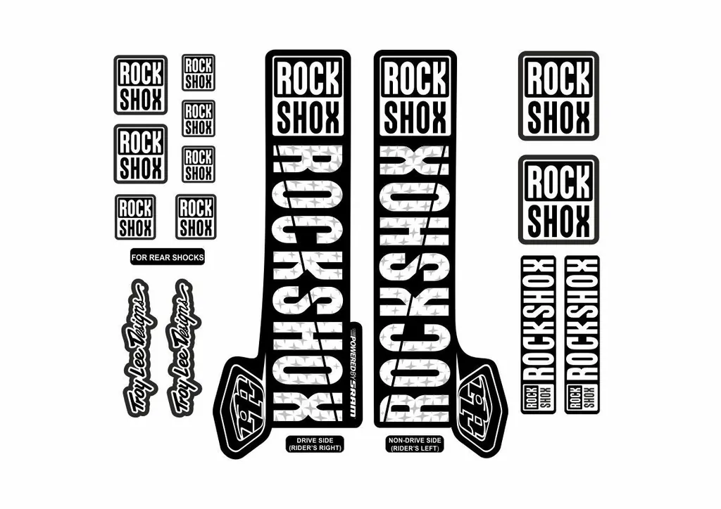 Rock Shox Troy Lee Fork Decal Mountain Bike Cycling Sticker Adhesive White - 1