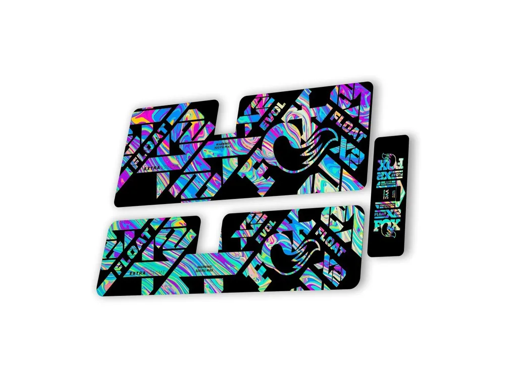 FOX X2 Performance Elite 2021 Rear Shock Suspension Sticker Decal Kit Oil Slick1 - 1
