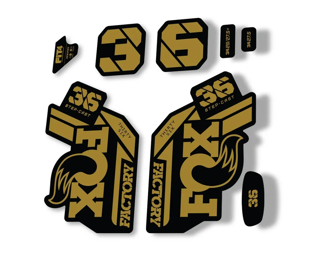 FOX 36 Step Cast SC 2021 Factory Fork Decals Suspension Sticker Adhesive Gold - 1