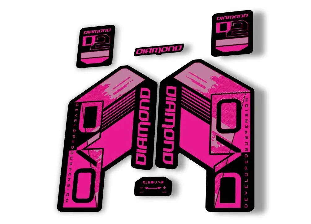 DVO Diamond D2 2020 Fork Suspension Sticker Decal Kit Adhesive Pink - 1
