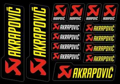 Akrapovic Decals Stickers for Exhaust Graphic Set Vinyl Adhesive 15 Pcs Black - 1