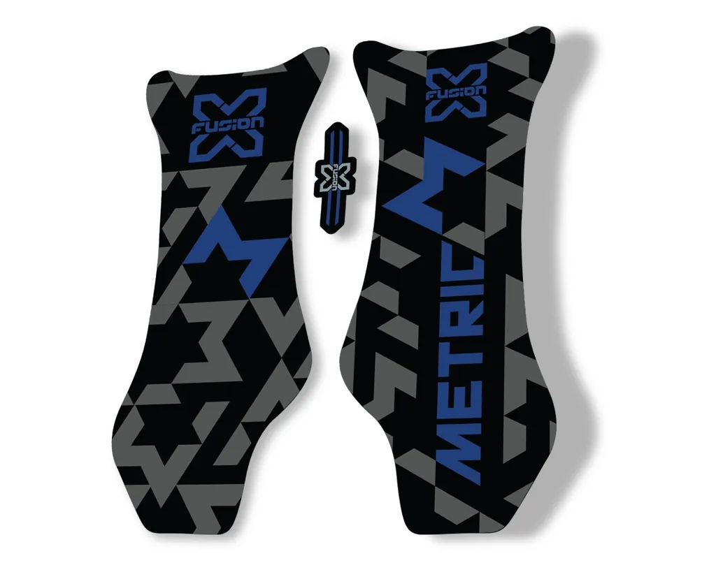 X Fusion Metric 2018 Front Shock Suspension Sticker Factory Decal Dark Blue - 1