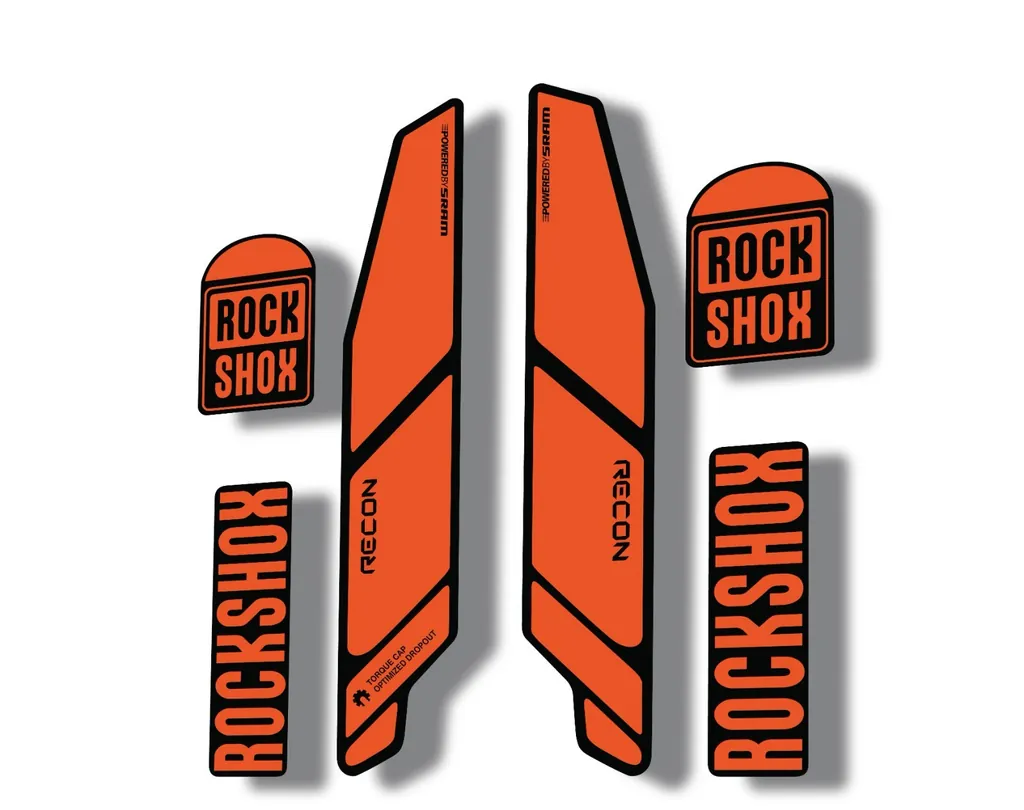 Rock Shox RECON 2014 Mountain Bike Cycling Decal Kit Sticker Adhesive Orange - 1