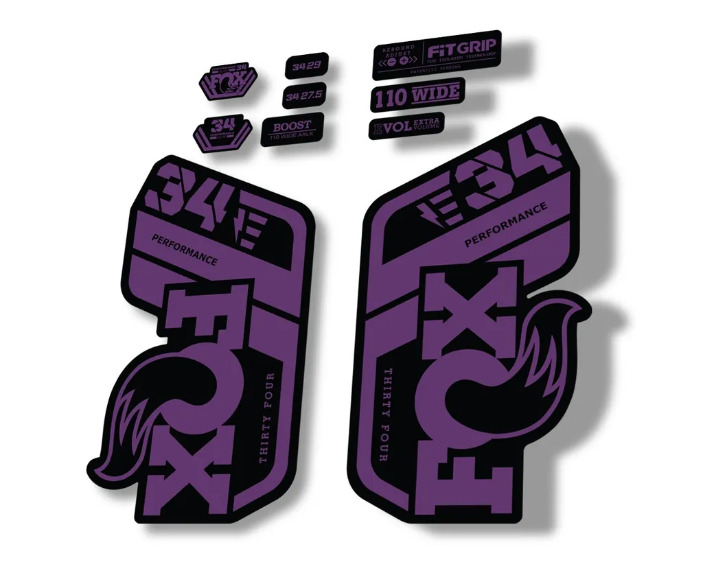 FOX 34 Performance E Bike 2021 Factory Fork Decals Suspension Sticker Purple - 1
