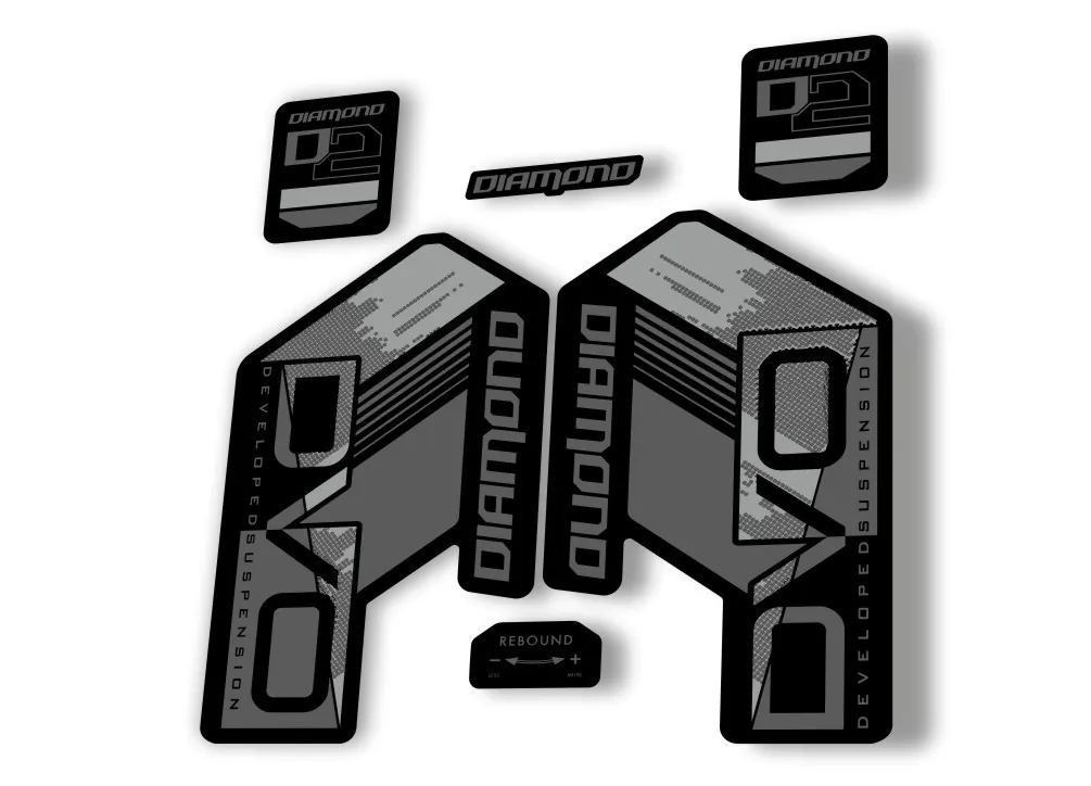 DVO Diamond D2 2020 Fork Suspension Sticker Decal Kit Adhesive Gray - 1