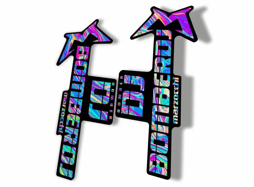 Marzocchi Bomber DJ 2020 Fork Suspension Sticker Decal Kit Adhesive Oil Slick 1 - 1