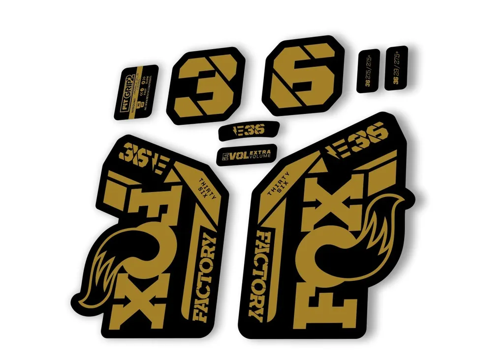 FOX 36 E-Bike Fork Decal Sticker Set 2021 Factory MTB Suspension Graphics – Gold - 1