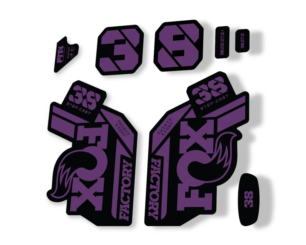 FOX 38 Step Cast SC 2021 Factory Fork Decals Suspension Sticker Adhesive Purple - 1