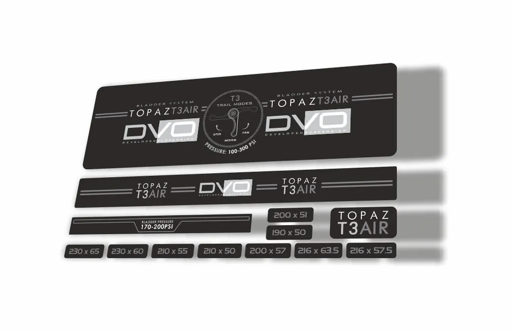 DVO 2016 Topaz T3 Air Rear Shock Suspension Sticker Factory Decal Adhesive Gray - 1