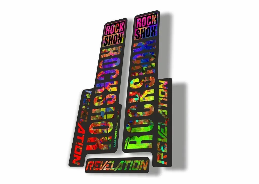 Rock Shox REVELATION 2018 Fork Decal Mountain Bike Cycling Sticker Oil Slick - 1