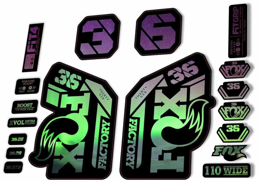 FOX 36 Fork Decal Sticker Set 2021 Factory MTB Suspension Graphics – N. Lights - 1