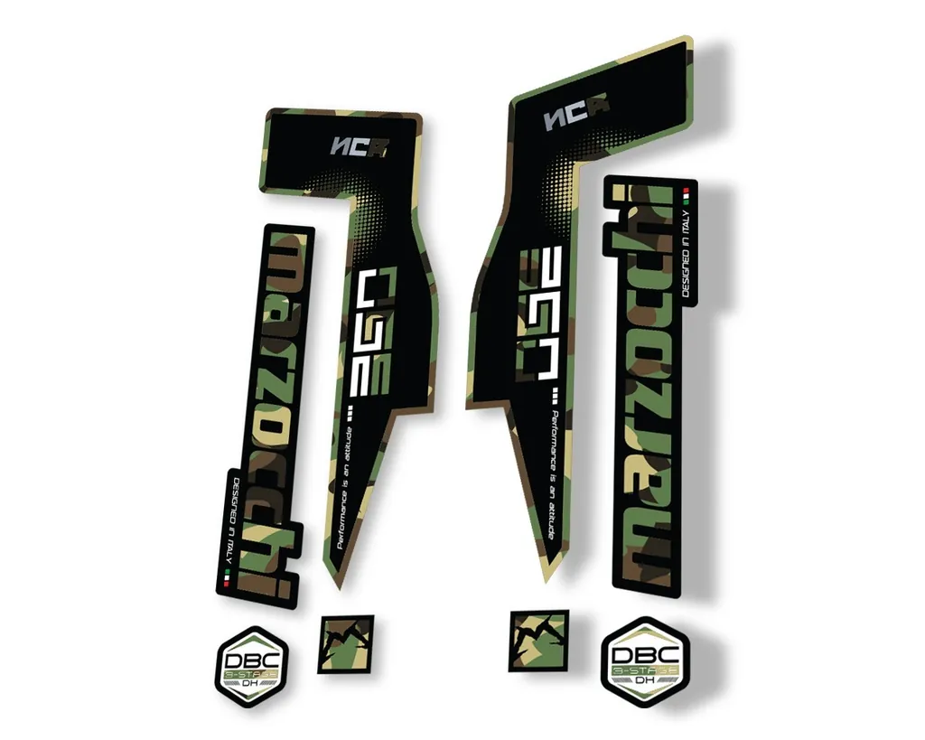 Marzocchi 350 NCR 2018 Fork Suspension Sticker Decal Adhesive Kit Camo - 1