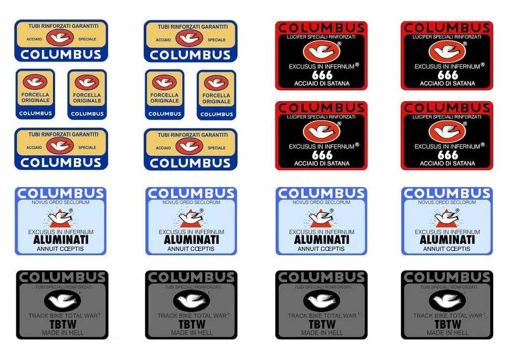 Columbus Bike Bicycle Frame Tube Decals Factory Stickers Adhesive Vinyl Full Set - 1