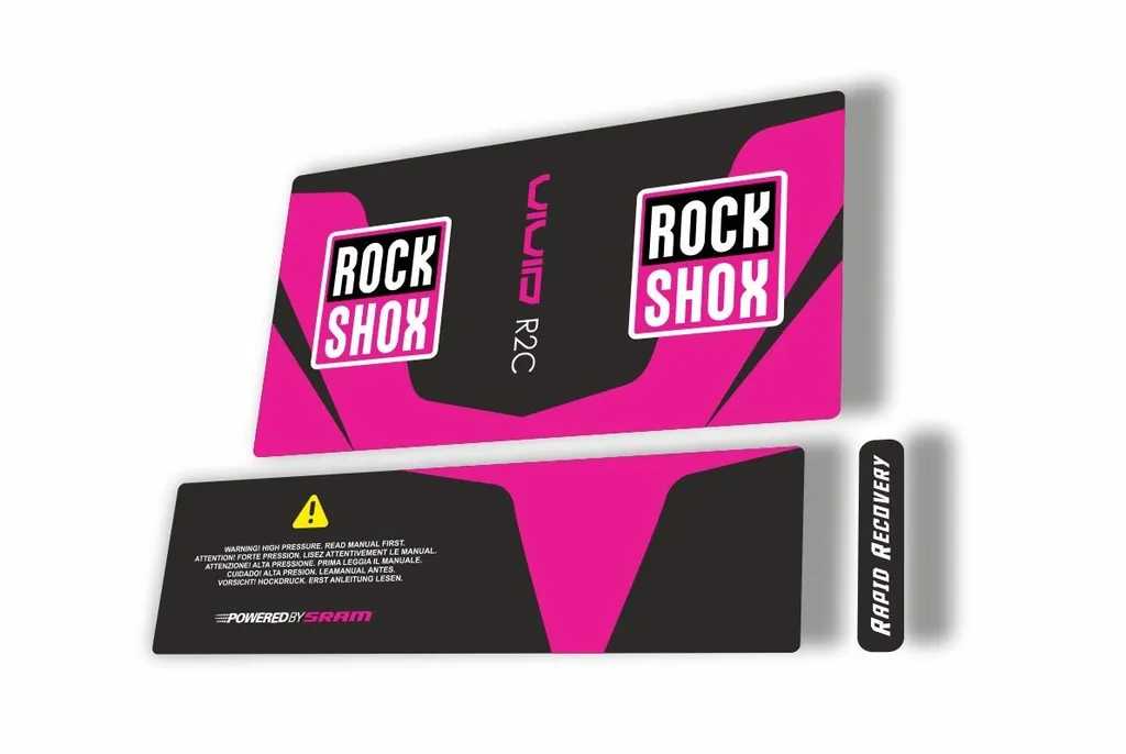 Rock Shox Vivid Air R2C 2017 Rear Shock MTB Decal Sticker Adhesive Pink - 1