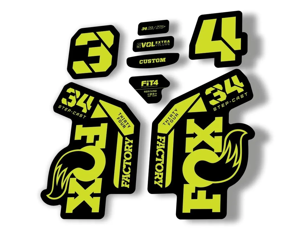 FOX 34 Step Cast SC 2023 Factory Fork Decals Suspension Sticker Lime Green - 1
