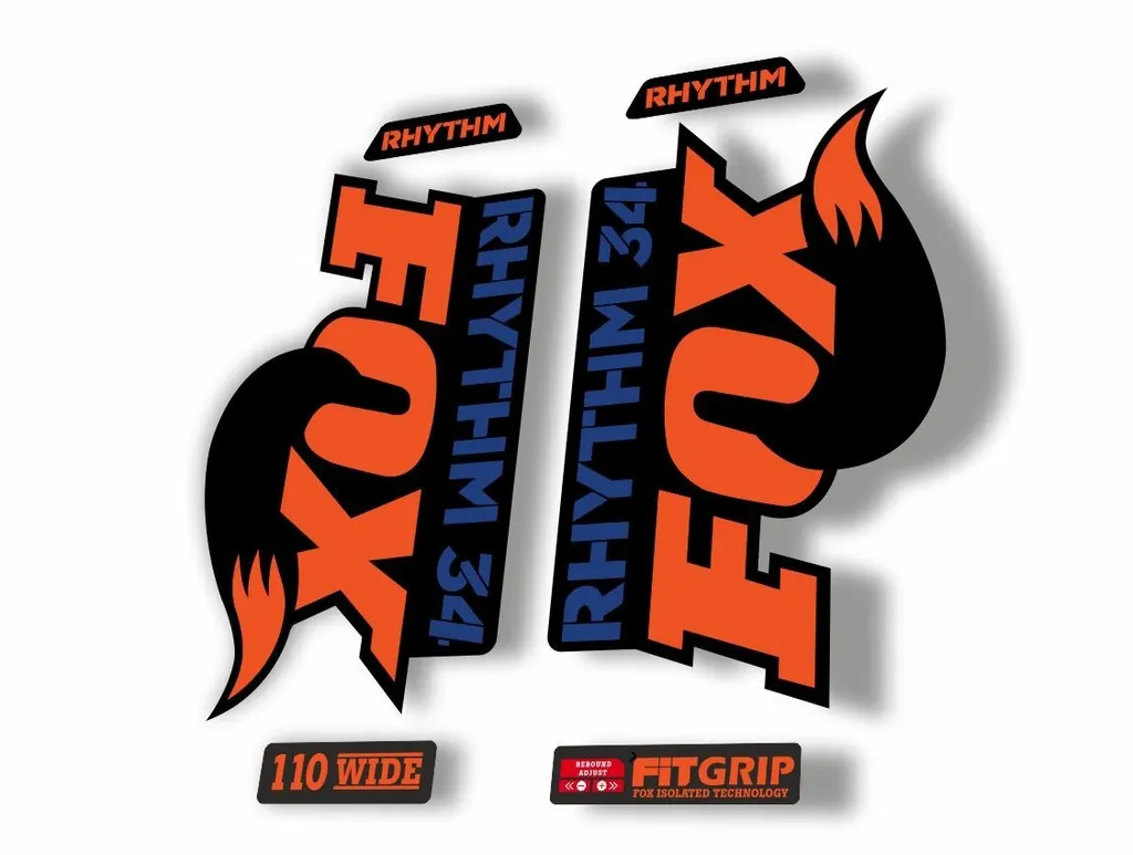FOX 34 Rhythm 2018 Forks Suspension Factory Decal Sticker Adhesive Orange Blue - 1