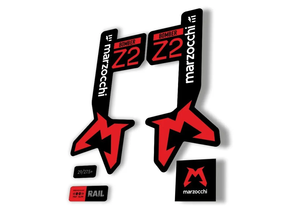 Marzocchi Bomber Z2 Eoptimized 2025 Fork Suspension Sticker Decal Kit Red - 1