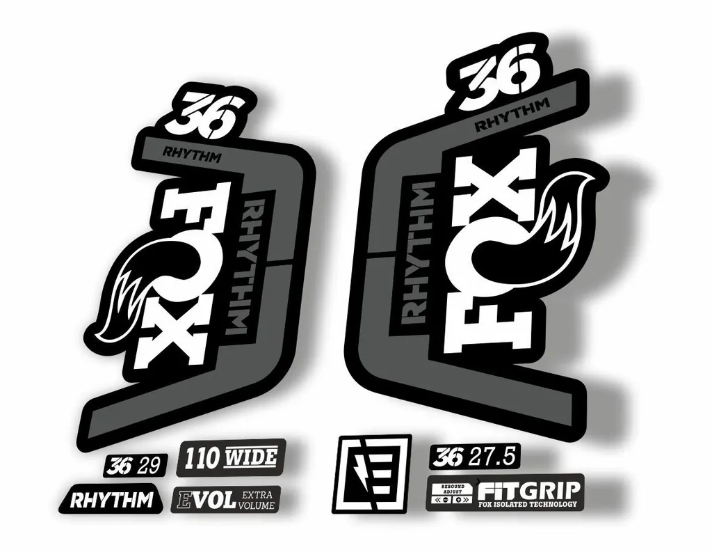 FOX 36 Rhythm 2019 Forks Suspension Factory Decal Sticker Adhesive White Gray - 1