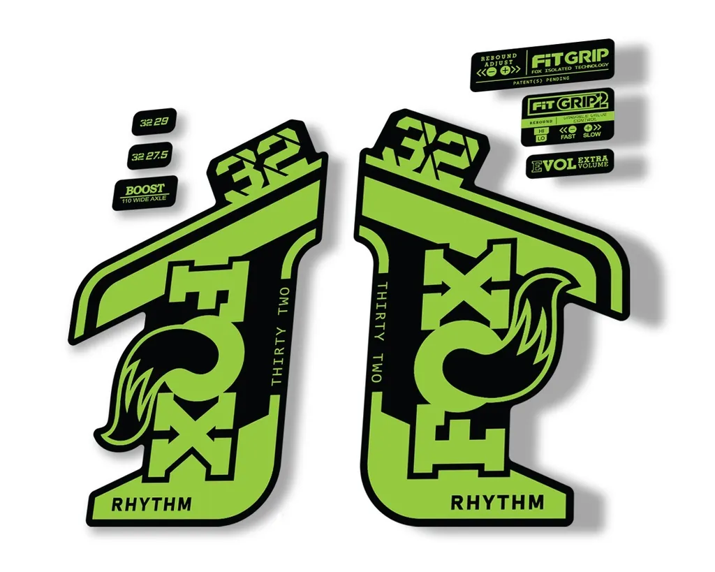 FOX 32 Rhythm 2021 Factory Fork Decals Suspension Sticker Green - 1