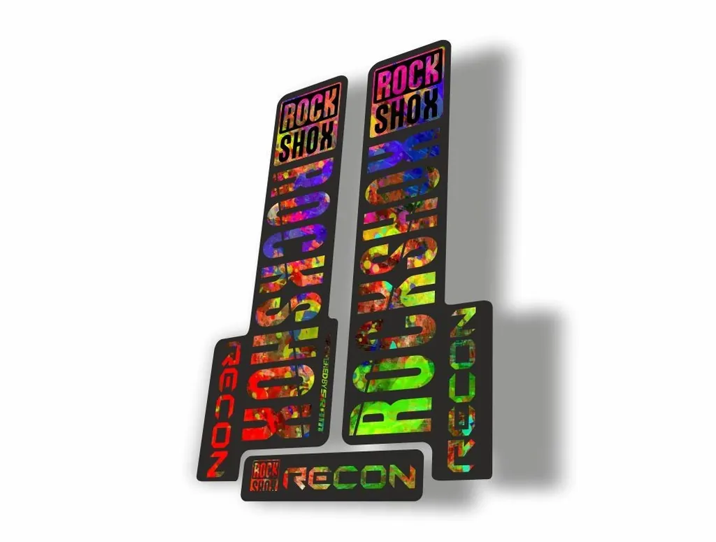 Rock Shox RECON 2018 Mountain Bike Cycling Decal Kit Sticker Adhesive Oil Slick - 1