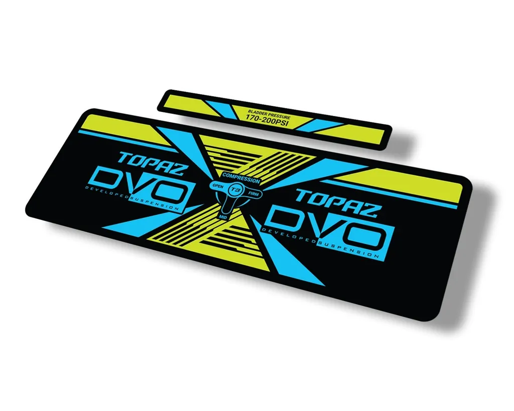 DVO 2020 Topaz AM Rear Shock Suspension Sticker Factory Decal Blue Yellow - 1