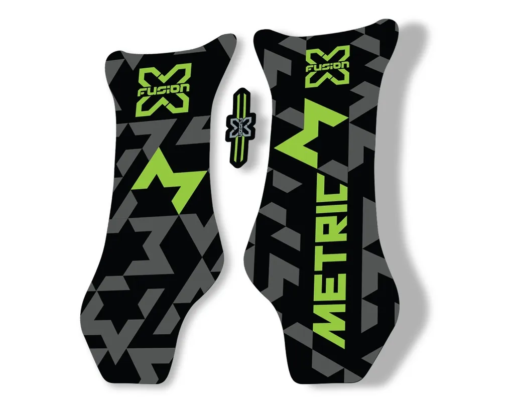 X Fusion Metric 2018 Front Shock Suspension Sticker Factory Decal Green - 1