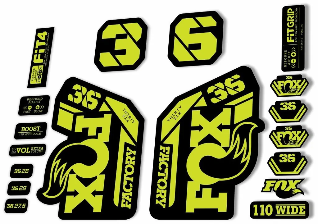 FOX 36 Fork Decal Sticker Set 2021 Factory MTB Suspension Graphics – Lime Green - 1
