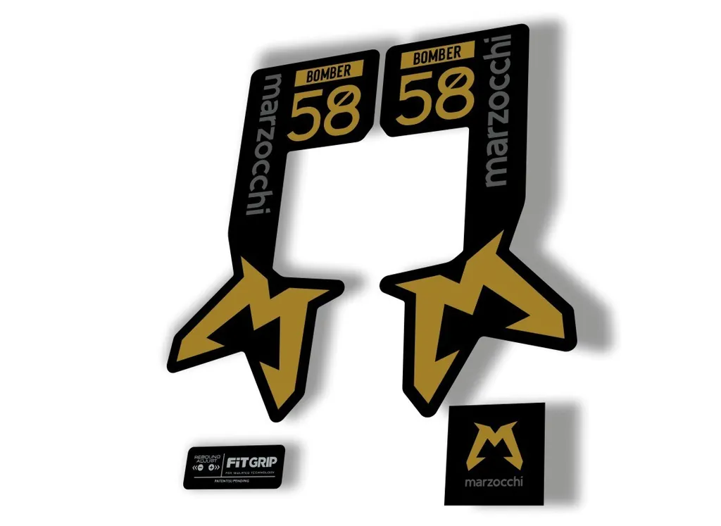 Marzocchi Bomber 58 2025 Suspension Sticker Decal Kit Adhesive Gold - 1