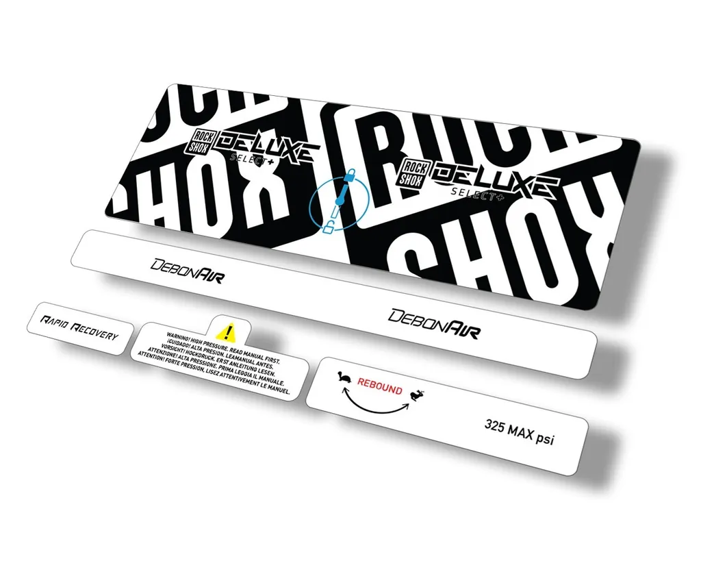 Rock Shox 2021 Deluxe Select Plus Rear Shock Decal Sticker Adhesive Set White - 1